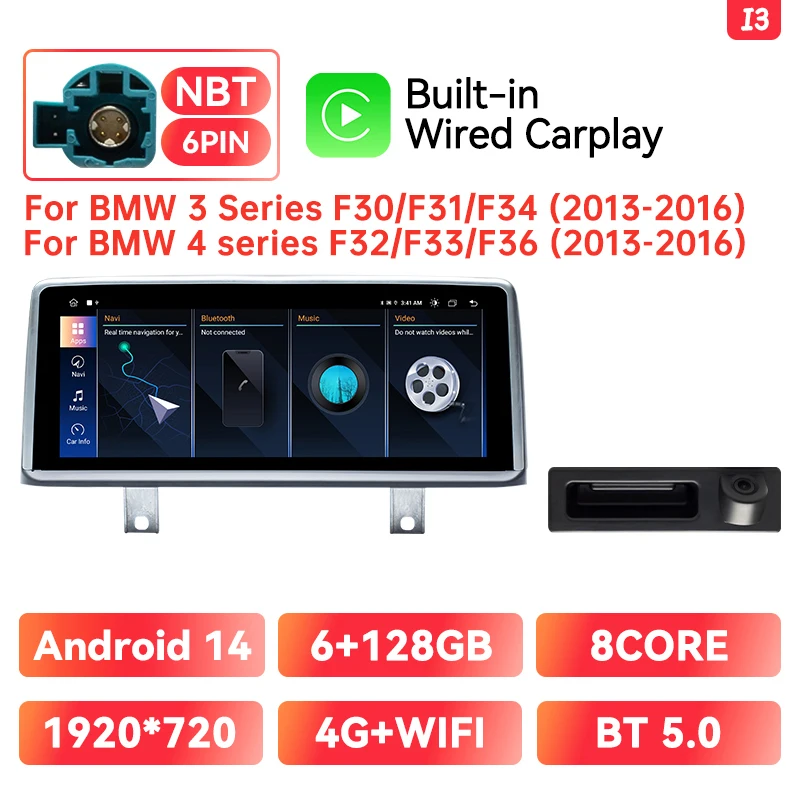 Xonrich Draadloze Carplay Android Multimedia Scherm Voor Bmw 1/2/3/4 Serie F20/F21/F30/F31/F33/F34/F36 Nbt Ips Display 10.25''
