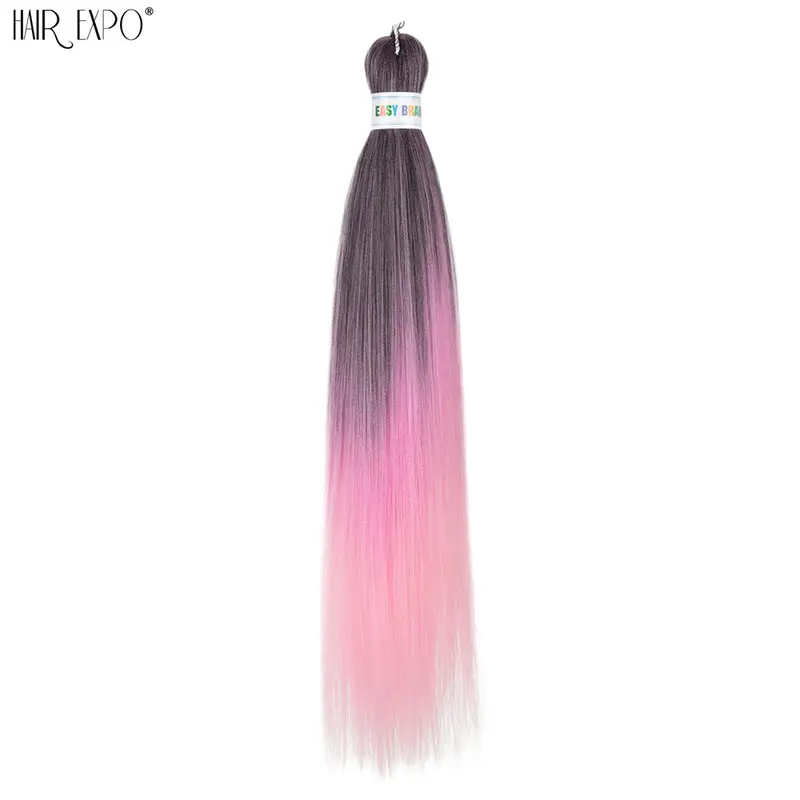26Inch Easy Braids Hair Synthetic Colourful Pre Stretched Braiding Hair Extensions Jumbo Braids Ombre Yaki Long Straight Hair - Image 70