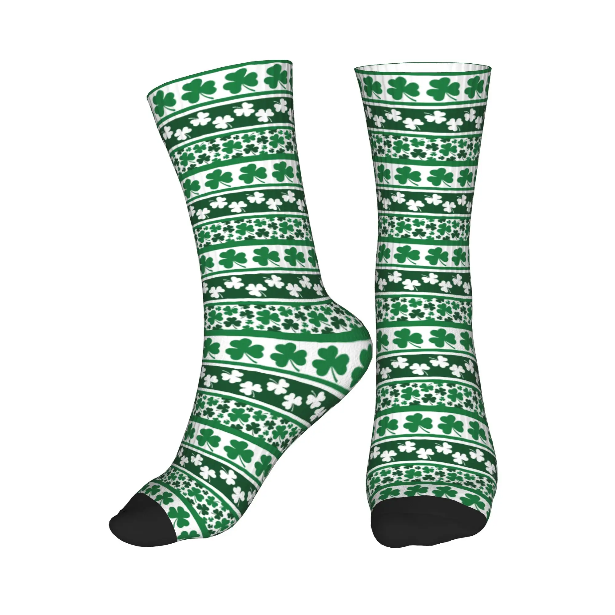 

Fun Printing St Patrick's Day Shamrock Clover Leaf Socks for Women Men Stretchy Summer Autumn Winter Crew Socks