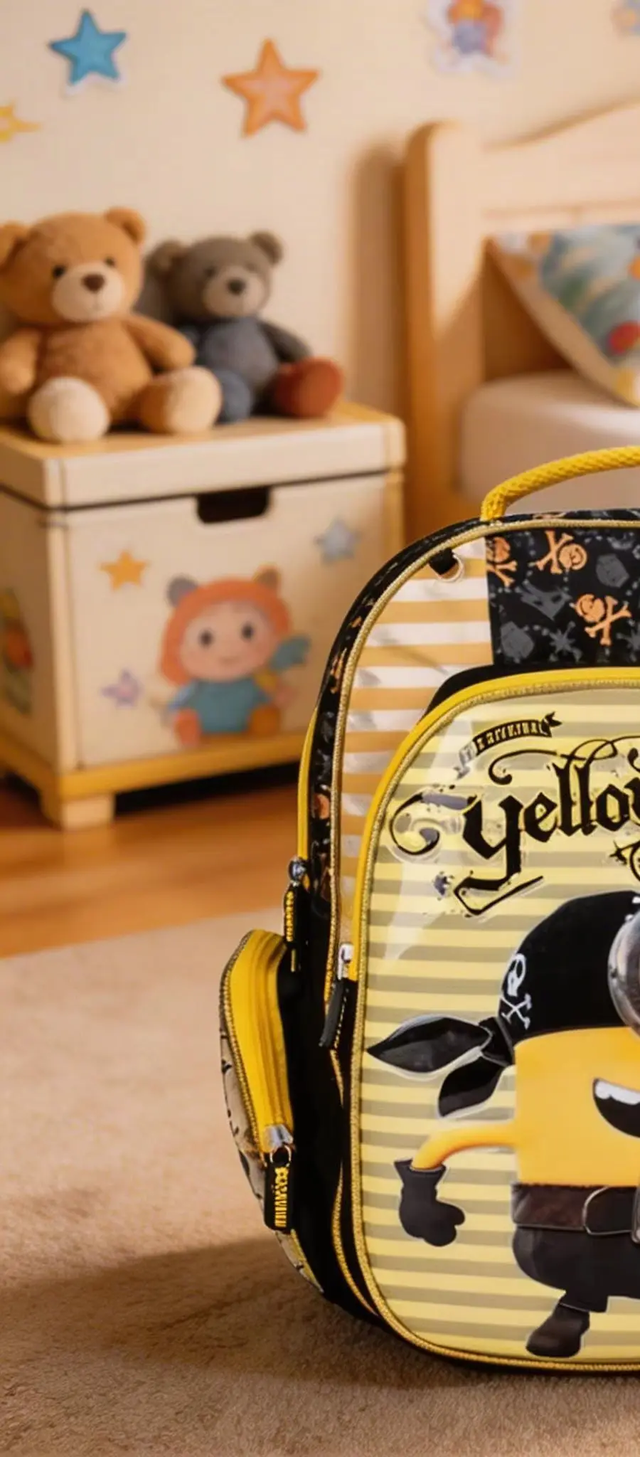 

Cartoon Minions Ultra Lightweight Breathable Fashion Character Backpack Anti-Heavy Shoulder Bag Large Capacity Casual Daypack