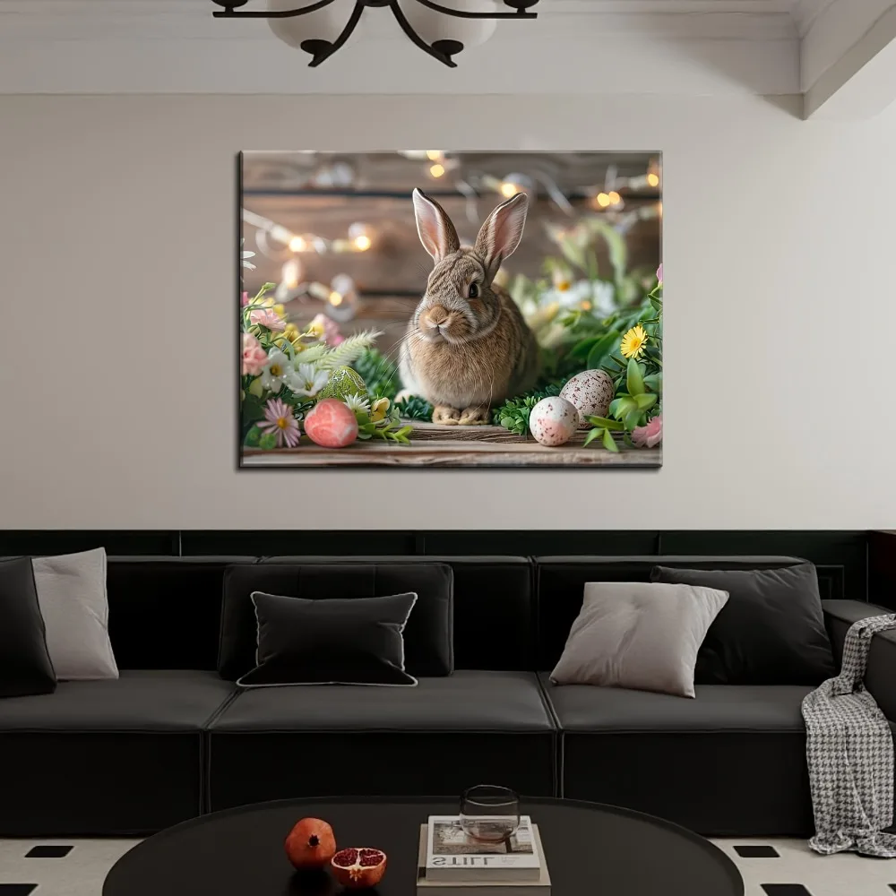 Vintage Gothic Rabbit Canvas Art -1.5 inch thick pine frame with floral embellished print paintings of cute rabbits and wildlife