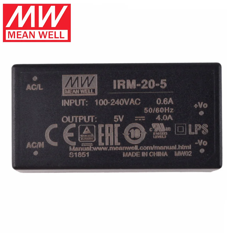 MEAN WELL IRM-20 IRM-20-5 IRM-20-12 IRM-20-24 AC-DC PCB-Mount Green Power Module