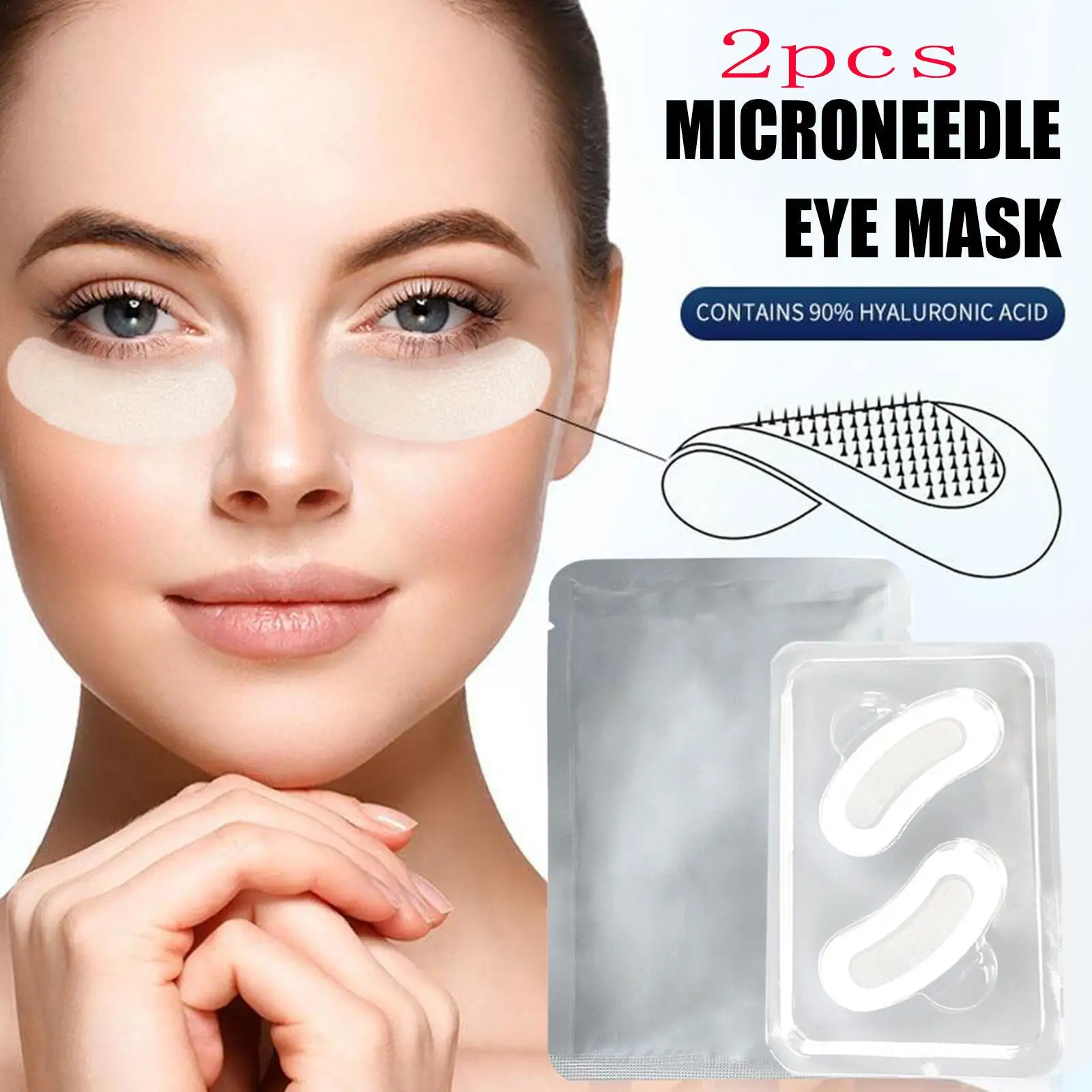 4pcs/2pairs Hyaluronic Acid Microneedle Eye Patches Anti Wrinkle Deep Moisturizing Dark Circle Remove Fading Lines Anti-aging