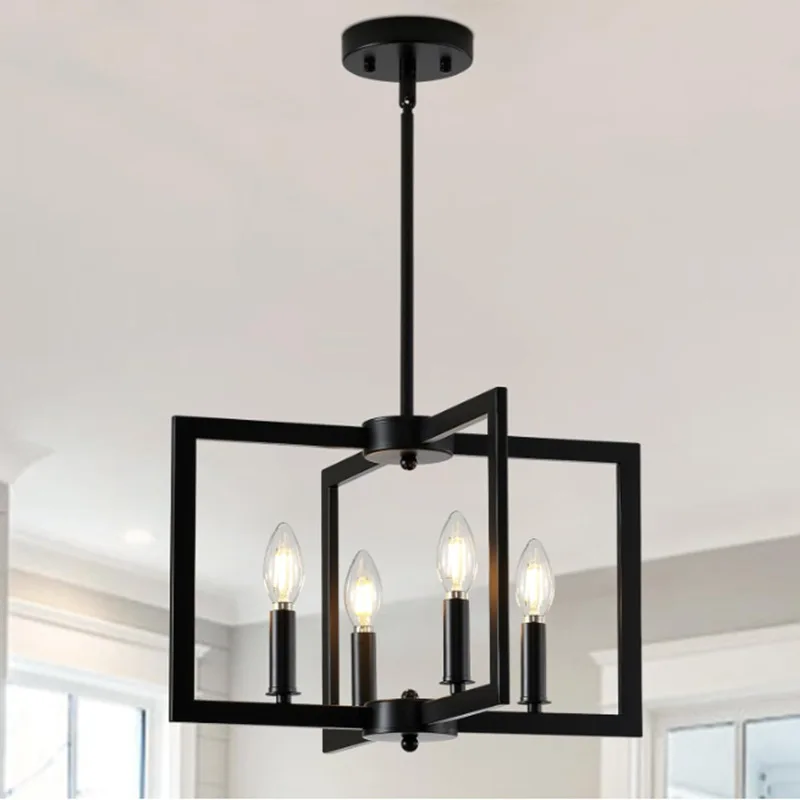 

American Pendant Light Wrought Iron Retro Living Room Bedroom Coffee Shop Candle Holder Restaurant LED Ceiling Chandelier Ddecor