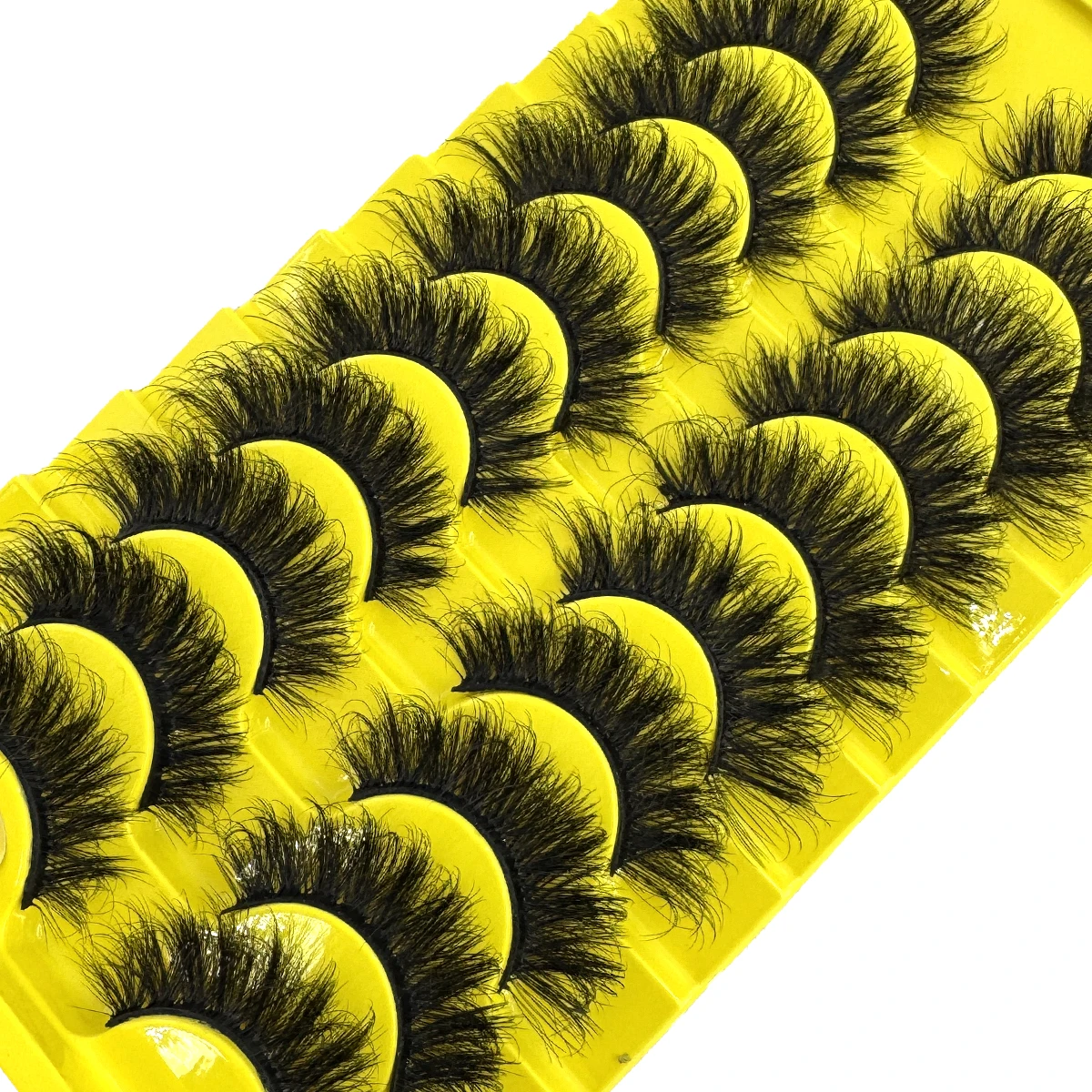 HBZGTLAD 10 Pairs False Fluffy Russian Strip Lashes 3D Fake Lashes Makeup Messy False Eyelashes Fluffy Thick Lashes