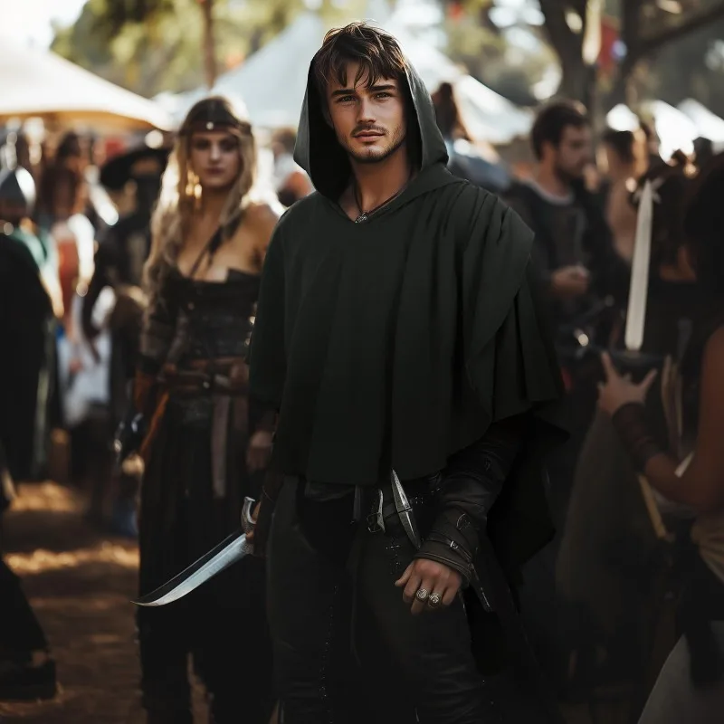 

Средневековый костюм ведьмы, сценический костюм на Хэллоуин, косплей, черная верхняя одежда, женская модная традиционная одежда...