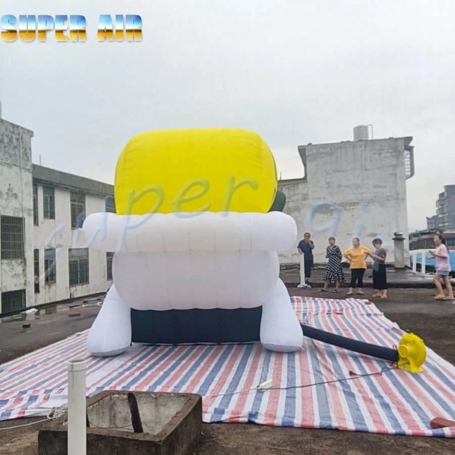 Hot selling car wash decoration yellow inflatable car washing cartoon for advertising