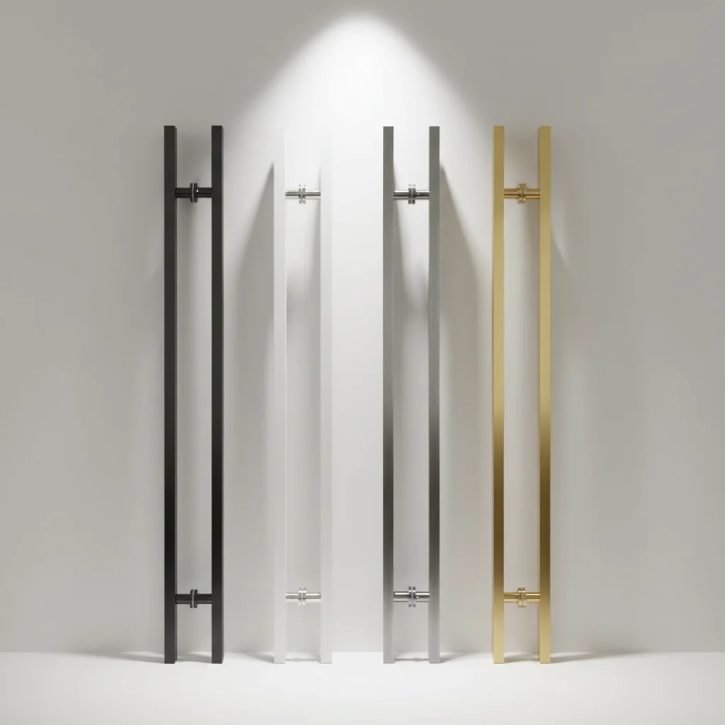Aluminum Alloy Double-Hole Fixed Pull Door Handle For Hotel Use Ambidextrous Design With Touch Control