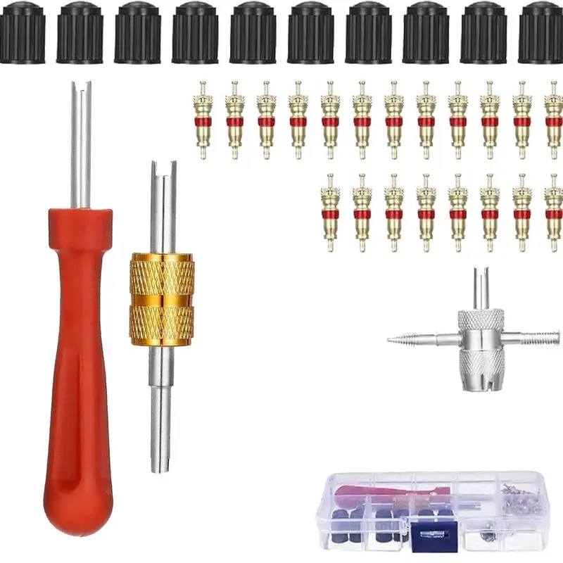 Tire Valve Repair Kit Air Conditioning Valve Core Remover Tool Multifunctional Removal Tool Metal Kit Stitcher Tool For Car