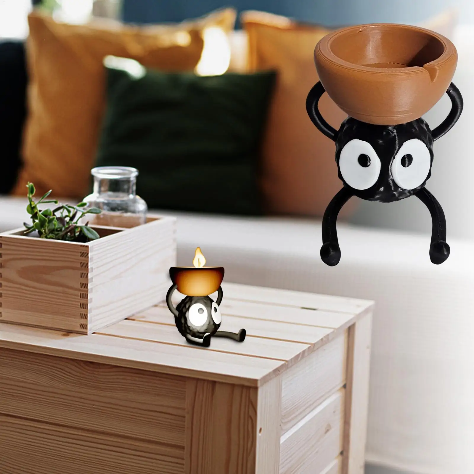 Candle Holder Cute Anime Peripheral 3D Printed Briquette Desktop Candle Holder Decorative Candlestick for Halloween Meditation