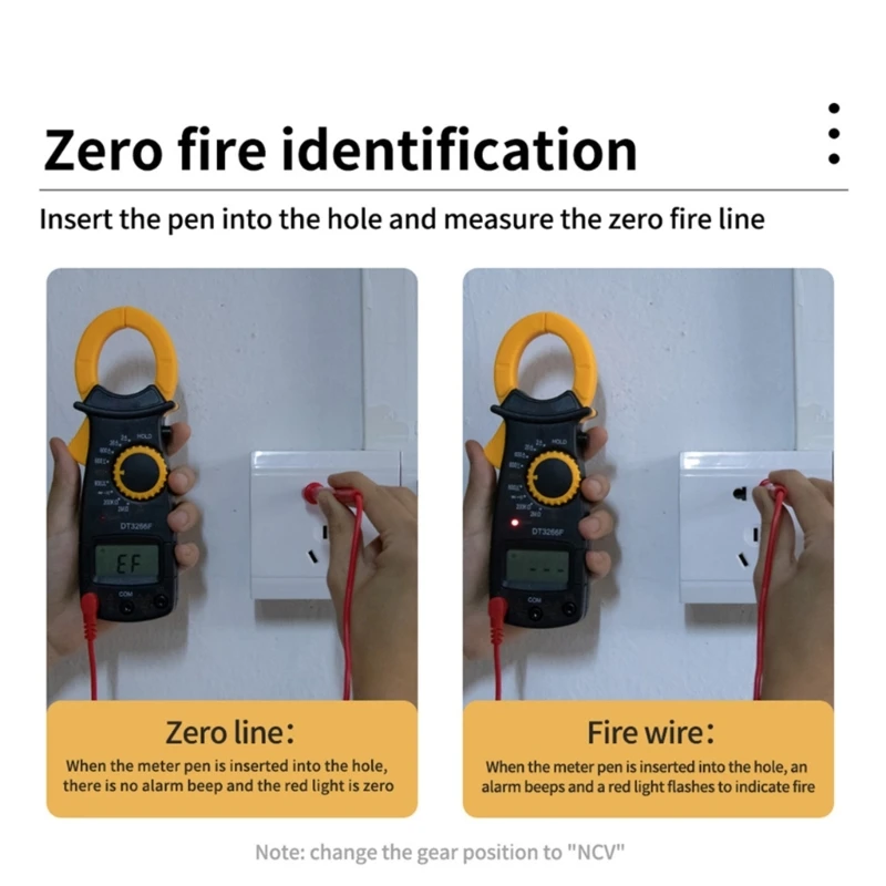 DT-3266F igital Amper Clamp Meter Multimeter /for C and Resistor NCV ioded Overload for Protection Lightwei