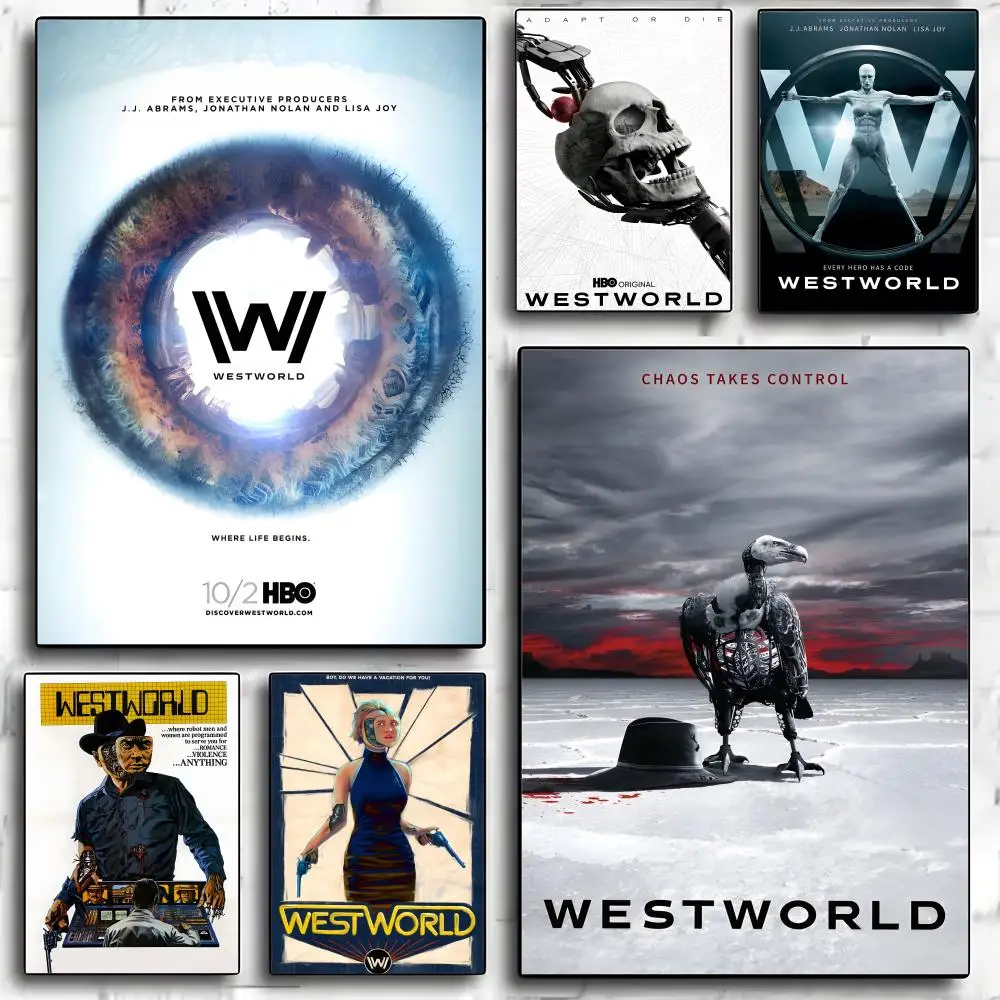 Póster de la película W-Westworld, arte HD, pared adhesiva, impermeable, decoración estética para el hogar, sala de estar, dormitorio, bar