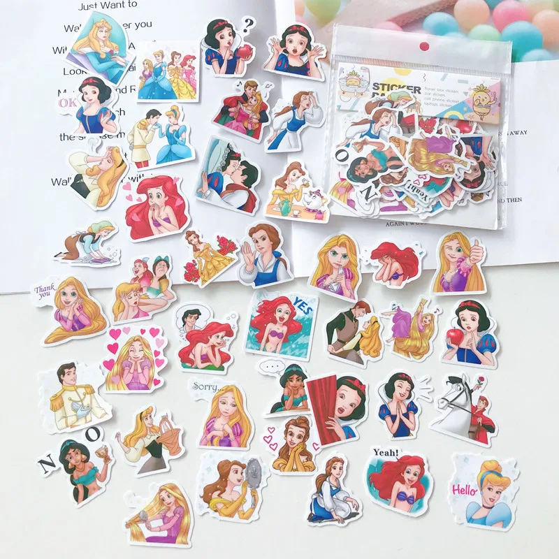 40pcs/bag Disney Anime Princess Stickers Kawaii Toy Story Minnie Notebook Decoration DIY Mobile Phone Stickers Cartoon Gifts