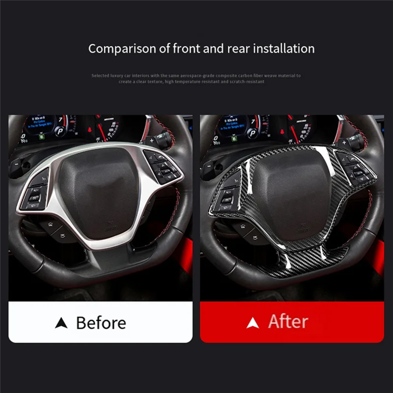 

A30P-For Corvette C7 Steering Wheel Trim Cover For Corvette C7 Carbon Fiber For Corvette C7