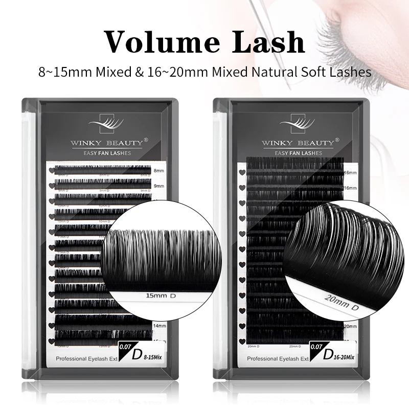 

winky beauty 8-20mm Long Style Length In One Tray Maquiagem Cilios Silk Natural Individual Eyelash Extension cosplay Make-up