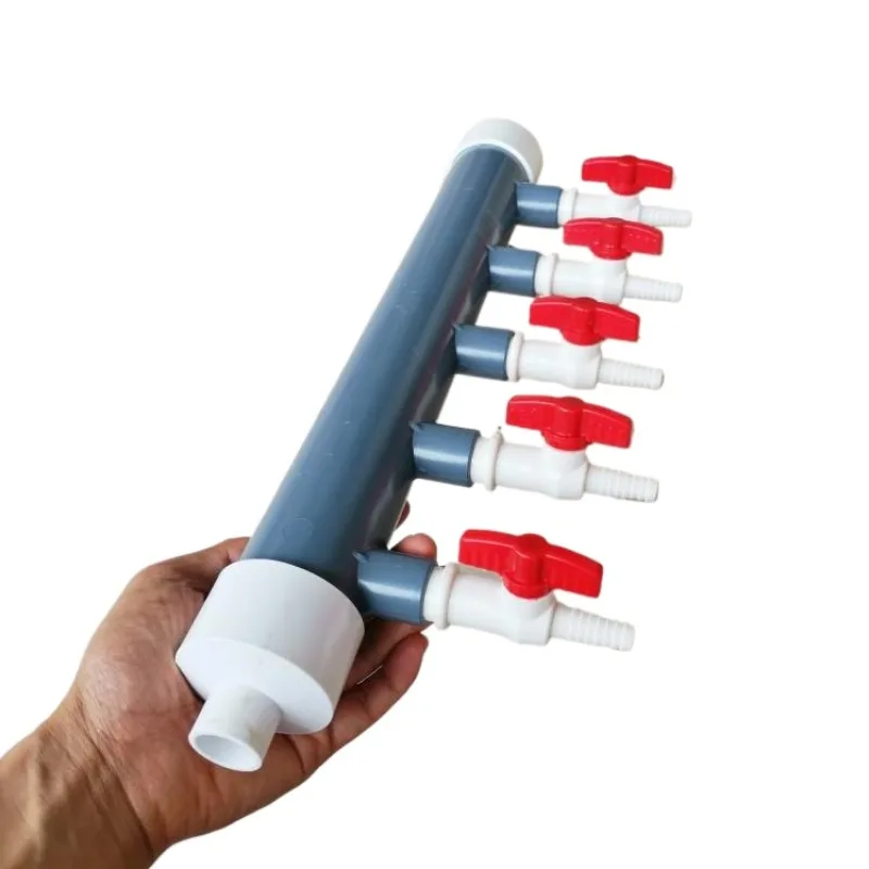 

Aquaculture air splitter Five way oxygen control regulator PVC plastic accessory for fish pond tank adjustable anti-leak