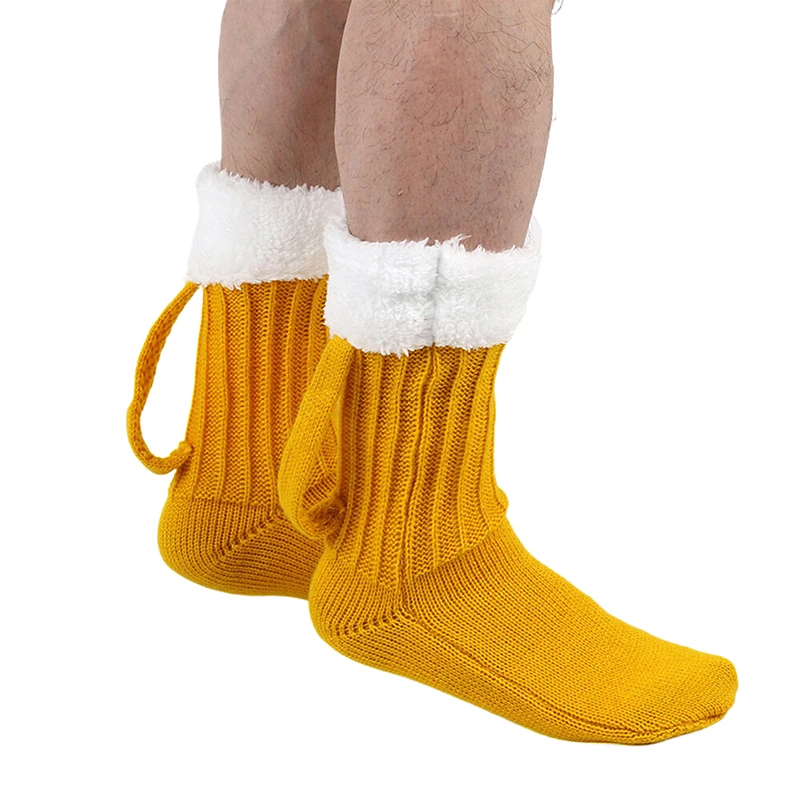 3D Beer Mug Knitted Socks Unisex Padded Beer Mug Socks Warm Mid-Calf Socks Winter Soft Funny Sleep Floor Socks Christmas Gift