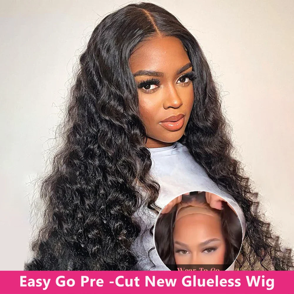 200% Glueless 5x5 Ready To Wear Deep Wave Lace Clousure Wigs 100% Human Hair Pre Plucked 6x4 Water Curly Brazilian 32 34 36Inch