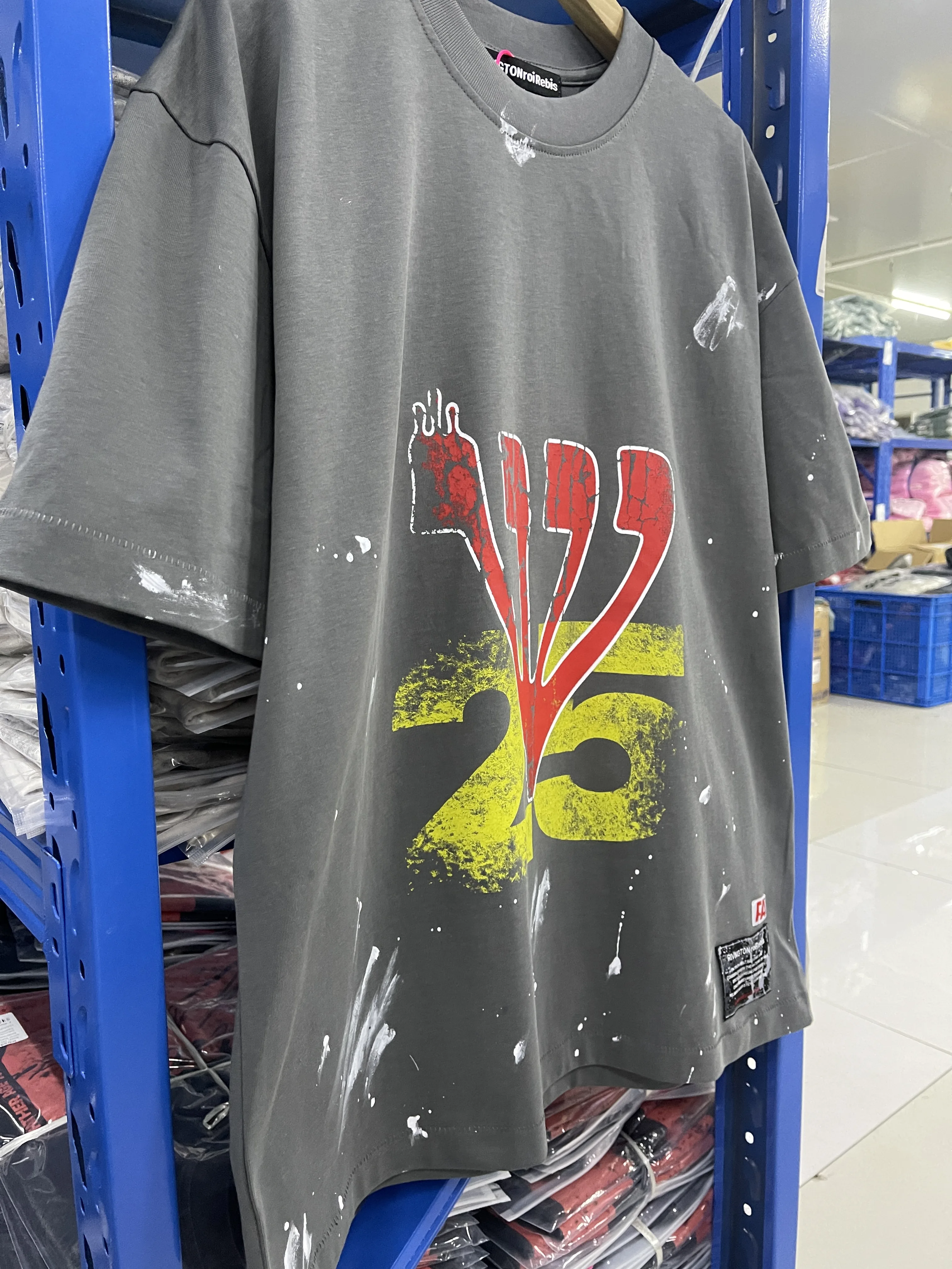 RRR123 خمر عالية الجودة إلكتروني نمط مطبوعة الهيب هوب العصرية الشارع عادية فضفاض القطن تي شيرت غسلها المتضخم الرجال بلايز #2