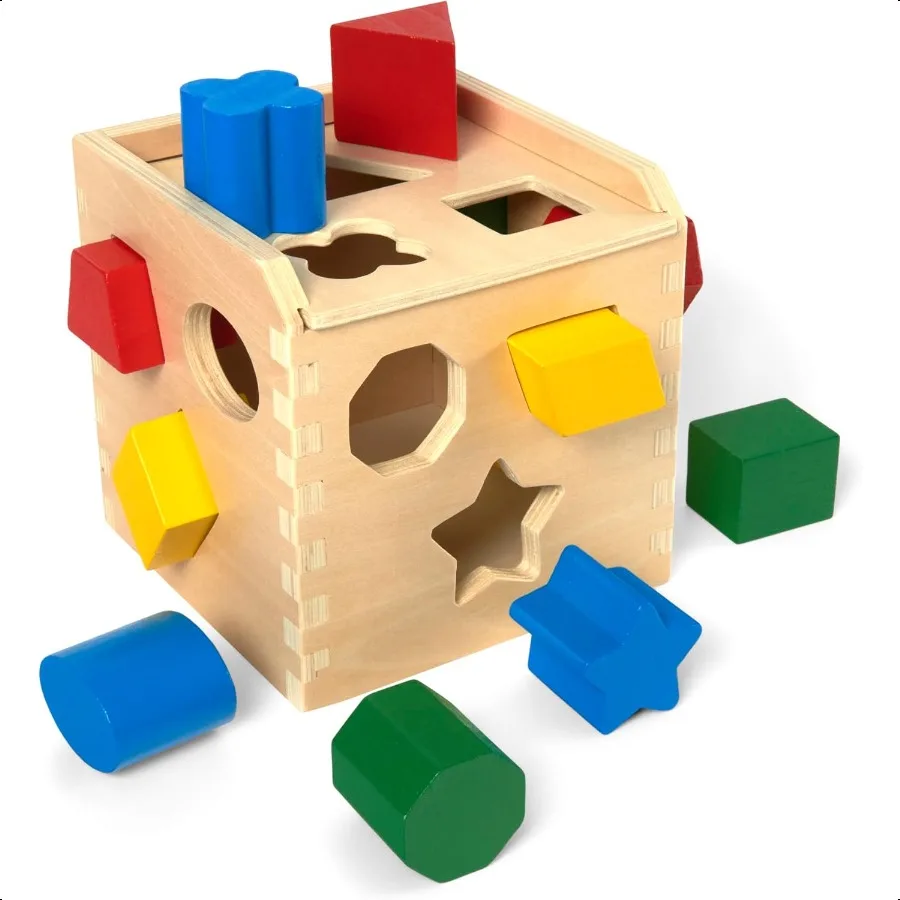 

Классическая деревянная игрушка Melissa Doug Shape Sorting Cube с 12 формами