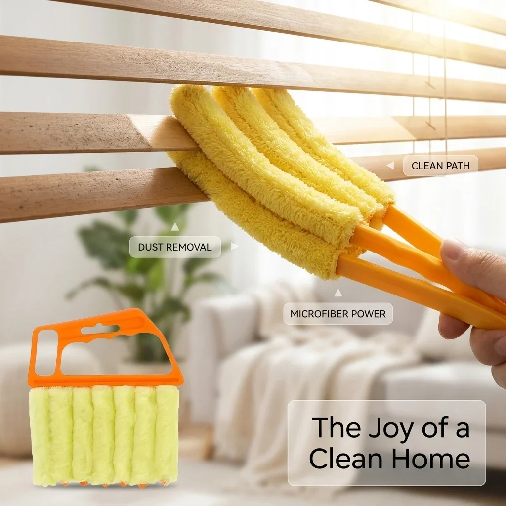 Blind Cleaner Tool for Window Shutters and Air Conditioner Vents, 7 and 3 Finger Microfiber Handheld Brushes with Washable Sleeves, Fast Duster for Venetian Blinds, Home Office and Car Crevices