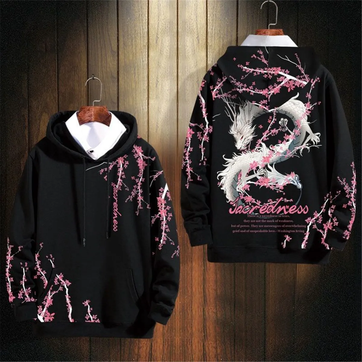 Fashion Hip Hop Dragon Hoodie Streetwear Men Casual Spring Autumn Clothes Cool Harajuku Gothic Anime China Print Hoodie Male