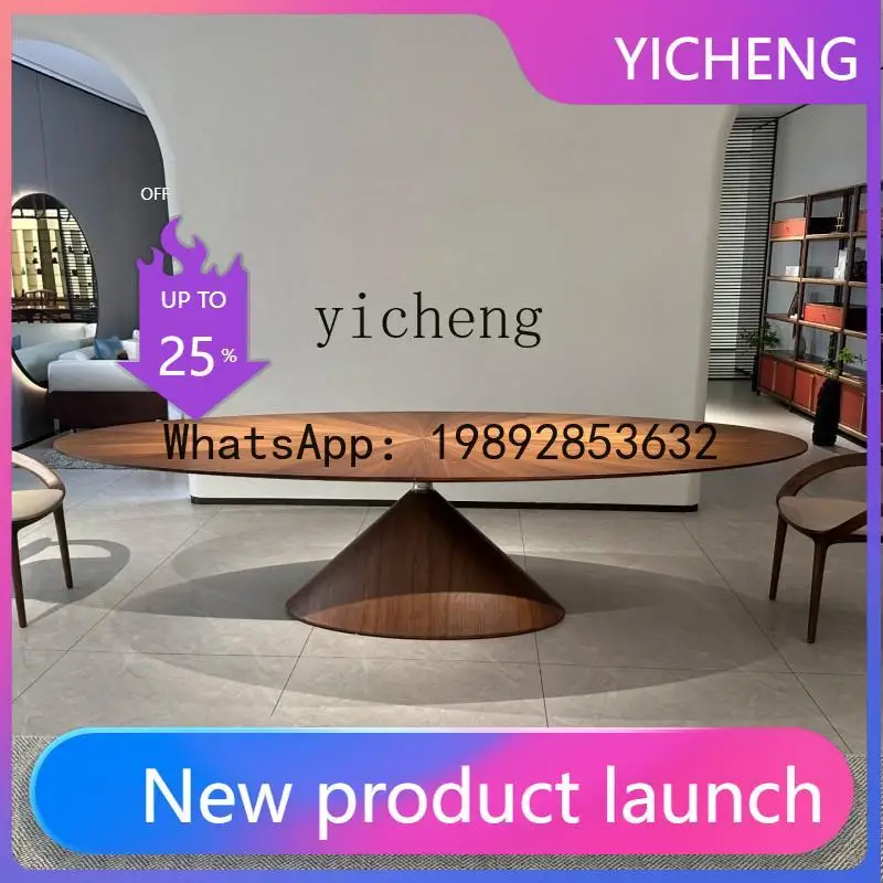 

dining table oval balance all solid wood special-shaped villa high-end minimalist tea table