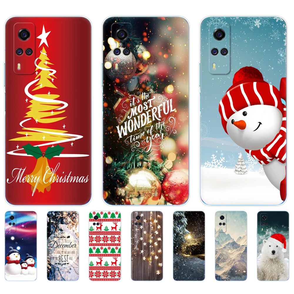 For vivo Y53s 4G Case For vivo Y51 2020 December Cover For Vivo Y51A 2021 Vivo Y51S 6.58inch winter christmas snow tree new year image 3