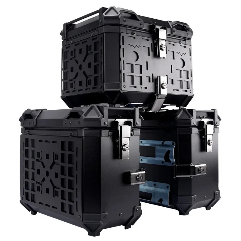 Universal Motorcycle Side Box 38L Aluminum Alloy Waterproof Anti-Collision Saddlebag Quick Release Installation Luggage Case