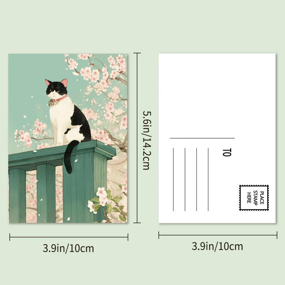 32 Stück japanische Katzenpostkarten, Ukiyo-E-Stil, süße Katzenposter, Wohnzimmer-Dekorationsaufkleber, Weihnachtsgeschenk, Schlafzimmerdekoration – Detail 3