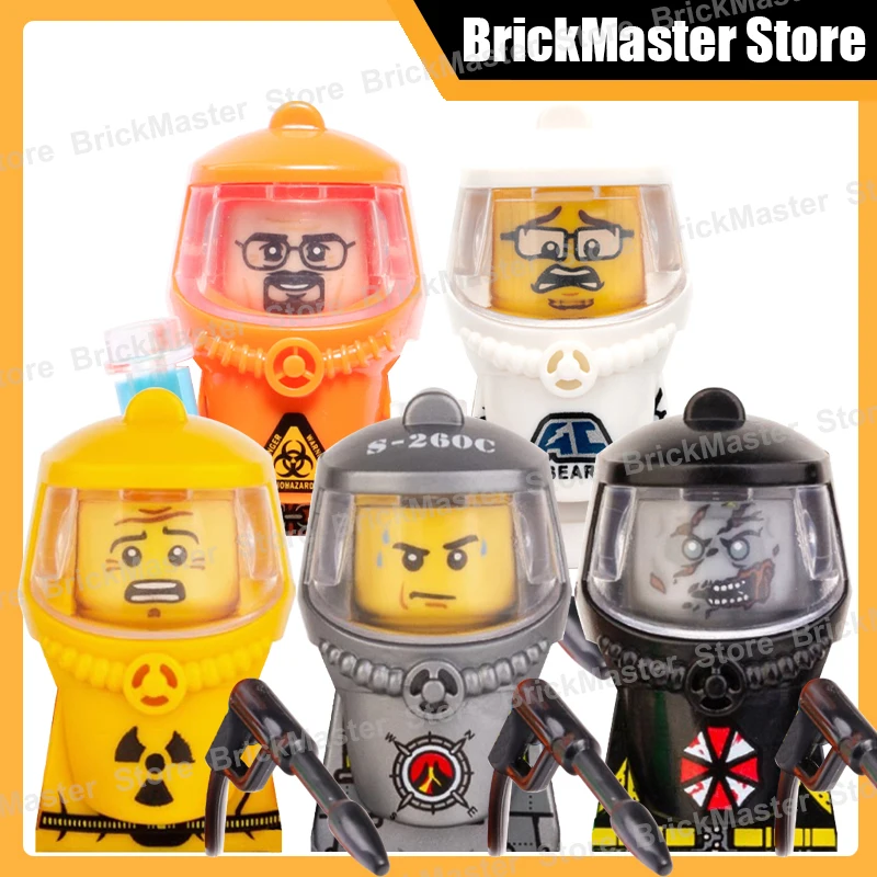 MOC City Halloween Soldier Figure Building Blocks Firefighter Injured Street View Warrior DIY Printed Assembled Bricks Toy Gifts