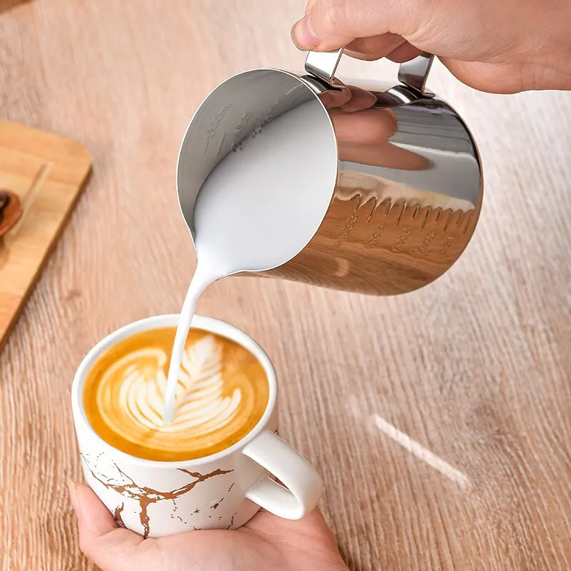 Stainless Steel Milk Frothing Jug Silver Frother Coffee Latte Container Metal Pitcher Barista Cup