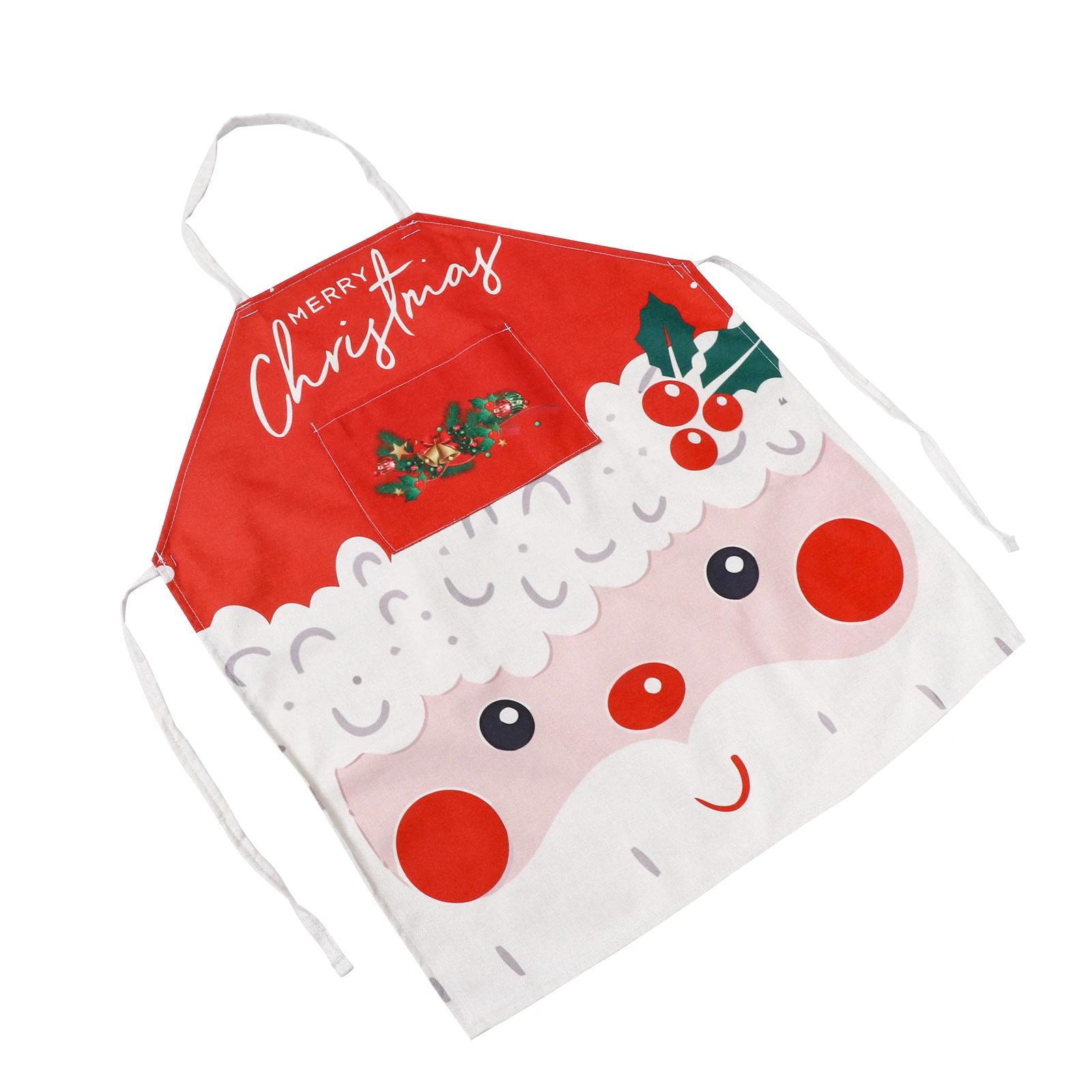 

Christmas Apron Polyester Material Adjustable Neck Unisex Kitchen Cooking Decor Supplies Lightweight Fold Festive
