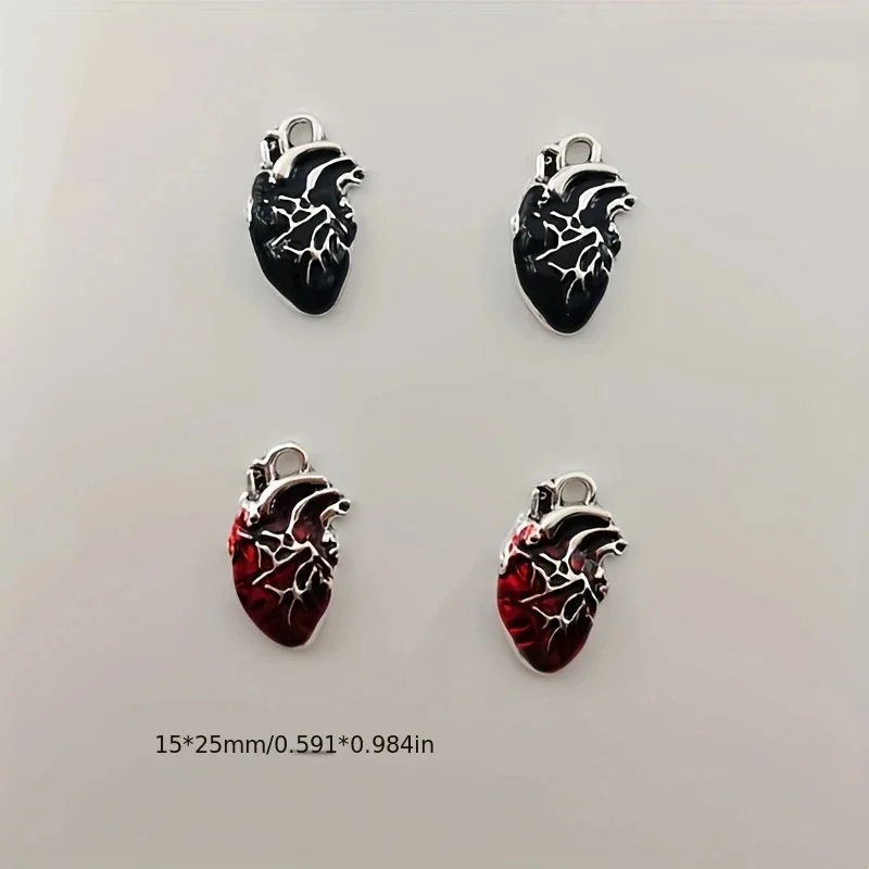 10pcs 16*25mm Gothic Human Organ Heart Charms Alloy Pendants For DIY Bracelet Necklace Earrings Jewelry Making Accessories