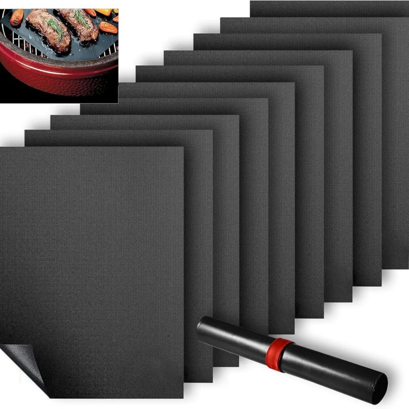 

【10 Pack High Temp Grill Mats】Non-Stick Barbecue Mats, PTFE Coated for Outdoor Cooking, Baking ,Grilling, Oven, Air Frye
