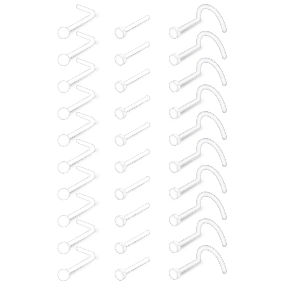 1Pcs Nose Rings Clear for Work Surgery Nose Studs 18g 20g Plastic Earrings Sports Cartilage Lip Piercing Retainer