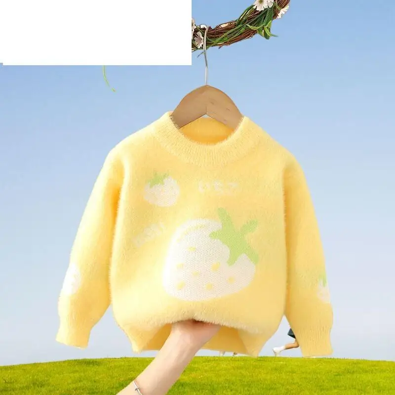 حار فتاة الخريف البلوز الشتاء رشاقته سترة الجولة الرقبة تريكو Homewear الطفل الدفء Kawaii موضة جديدة ملابس كاجوال