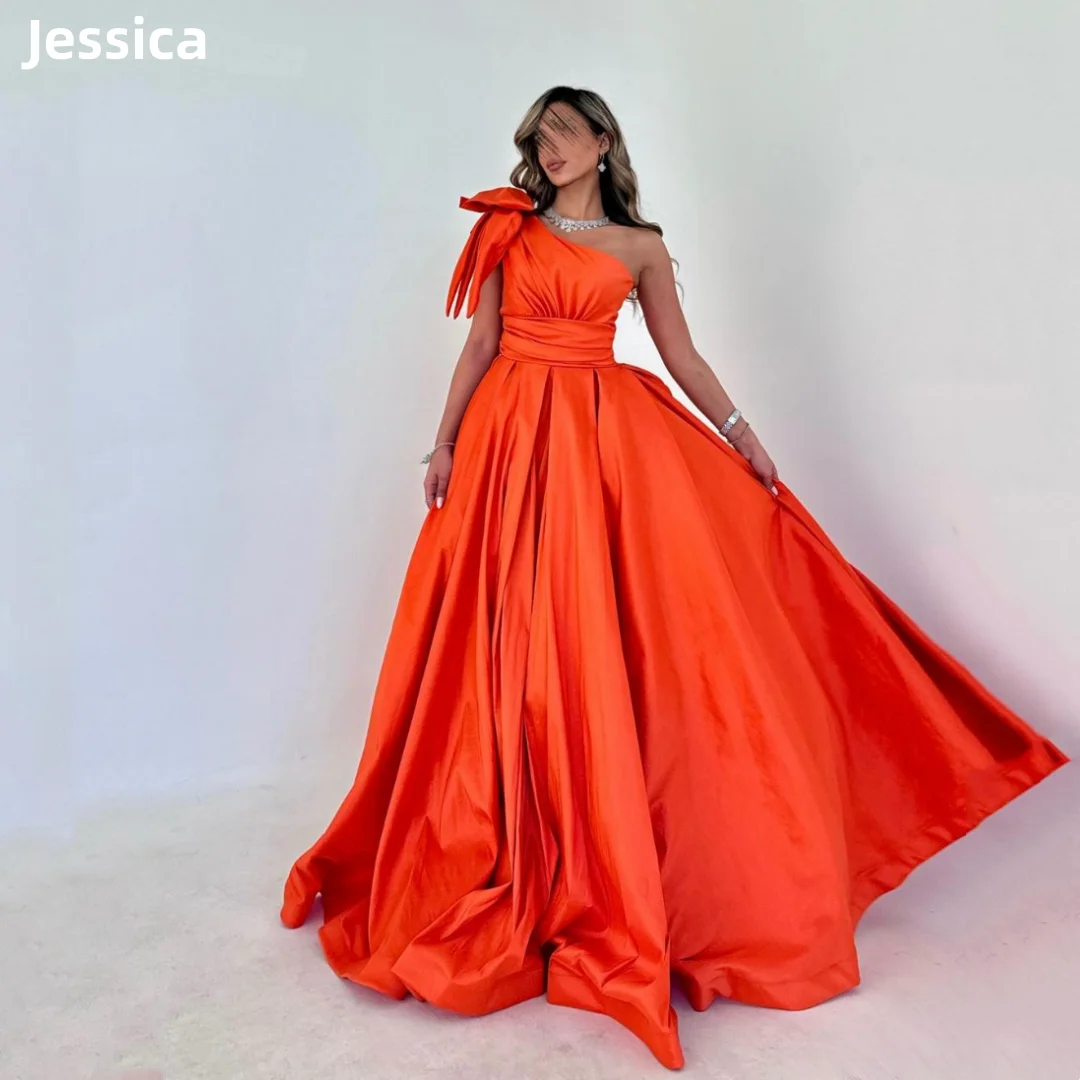 Jessica Orange Prom Dresses Off The Shoulders Evening Dresses Elegant Lady Wedding Dress Party Dresses فساتين حفلة موسيقية