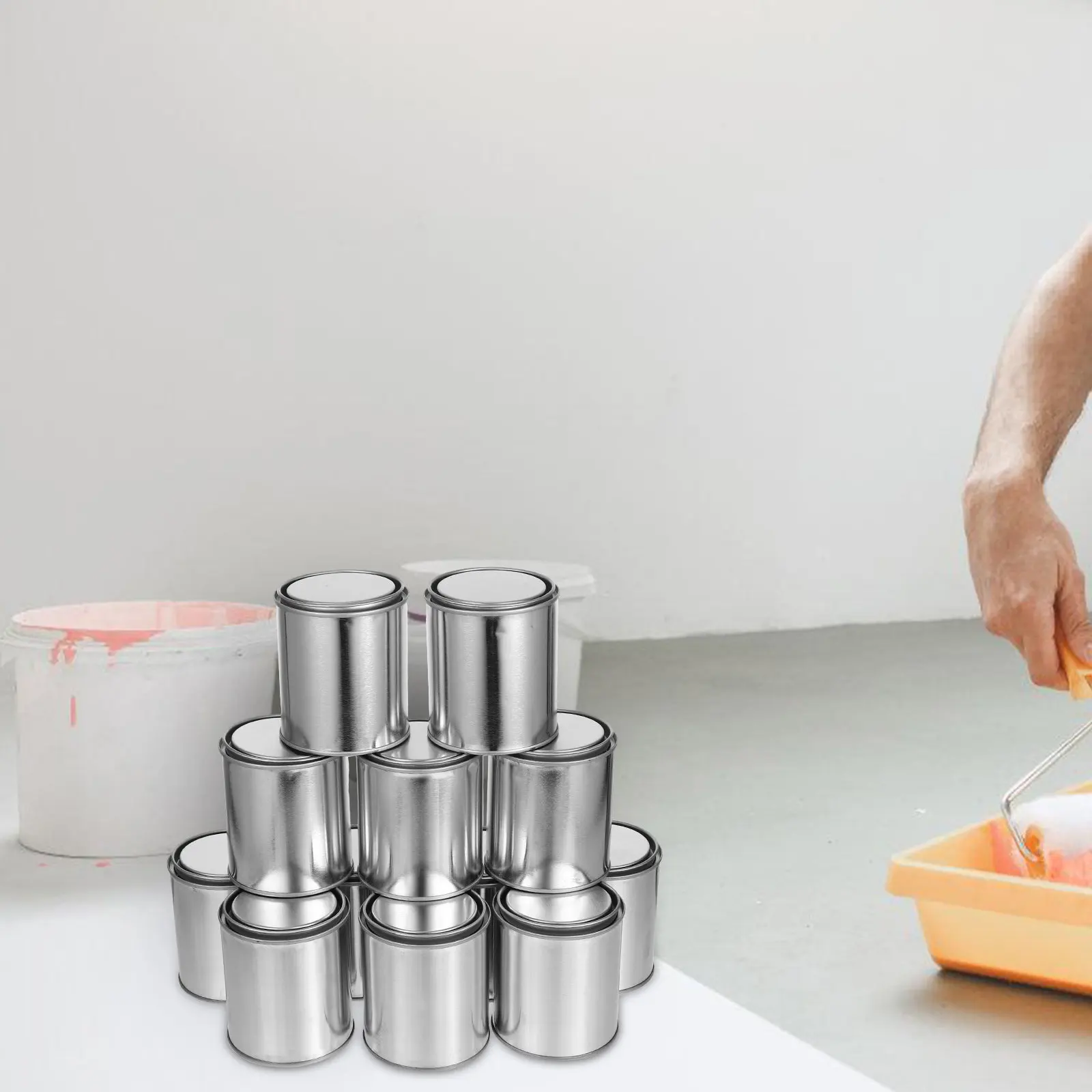 1 Set Empty Metal Cans With Lids Quart-Sized Storage Containers For Leftover Paint Primers Adhesives Sealants Detergents Tin