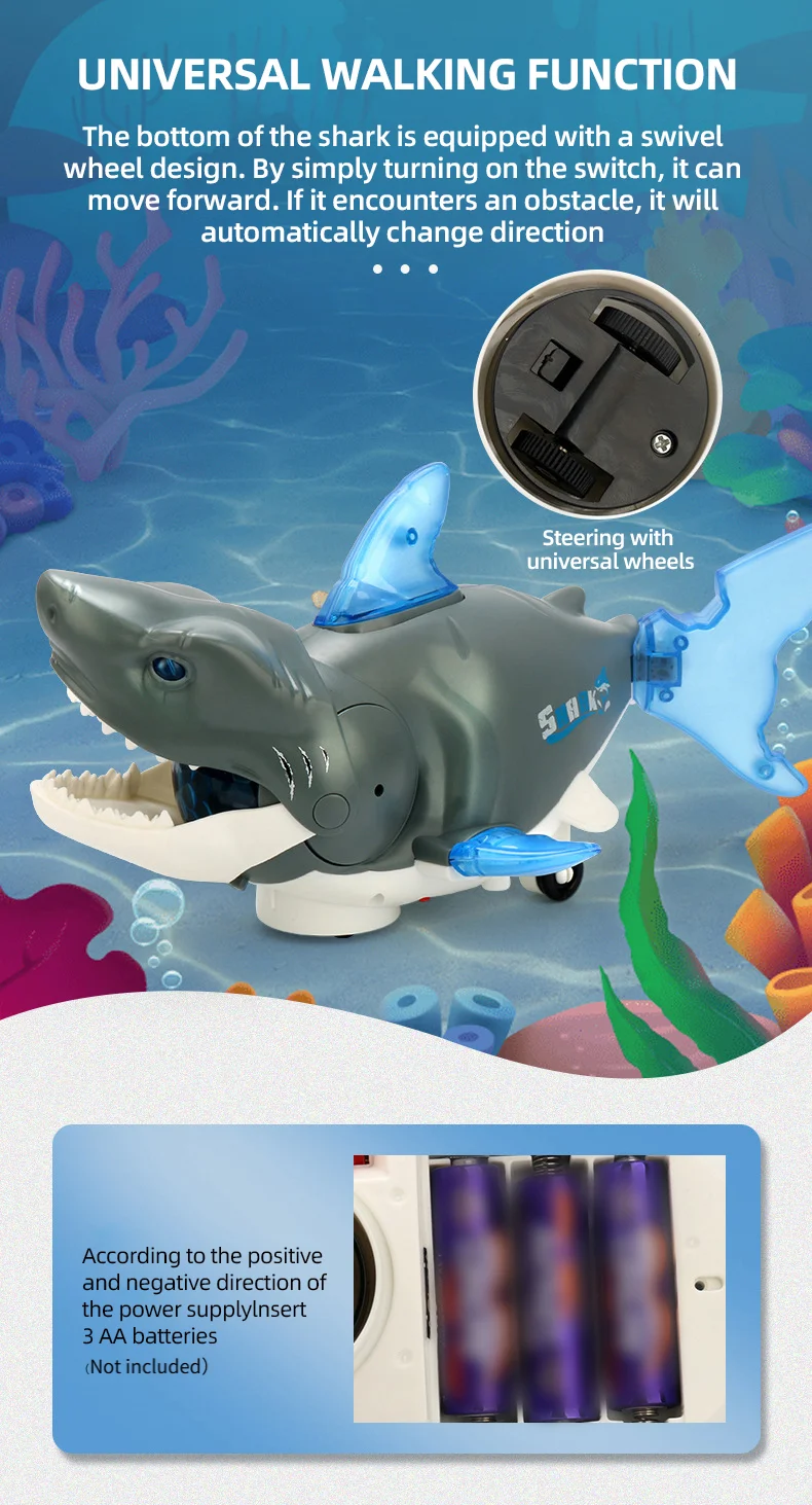 Electric Multi-directional Swaying Shark Color-changing Music Light Artificial Animal Toy Electronic Pets Toys for Boys Gifts