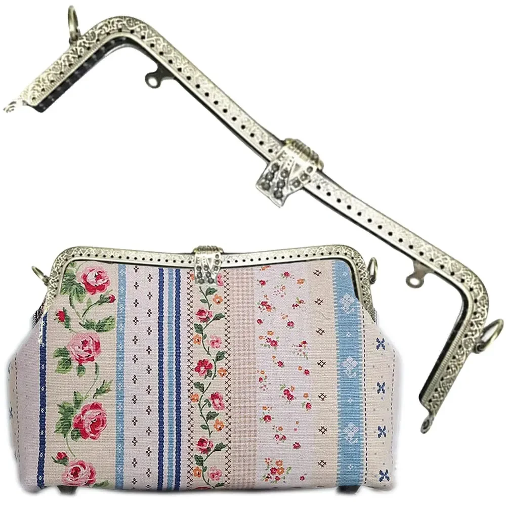 5PCS 26cm Metal Bags Handle Leaf Decor Handbag Purse Frame Wallet Clourse Kiss Clasp Handmade Sewing DIY Bag Accessories