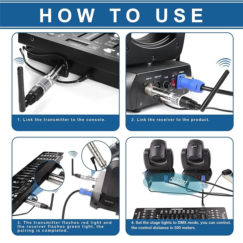 ABDE-беспроводной передатчик DMX512, приемник DMX, сценический светильник, беспроводной 2,4G, перезаряжаемая батарея, 16-часовой приемник