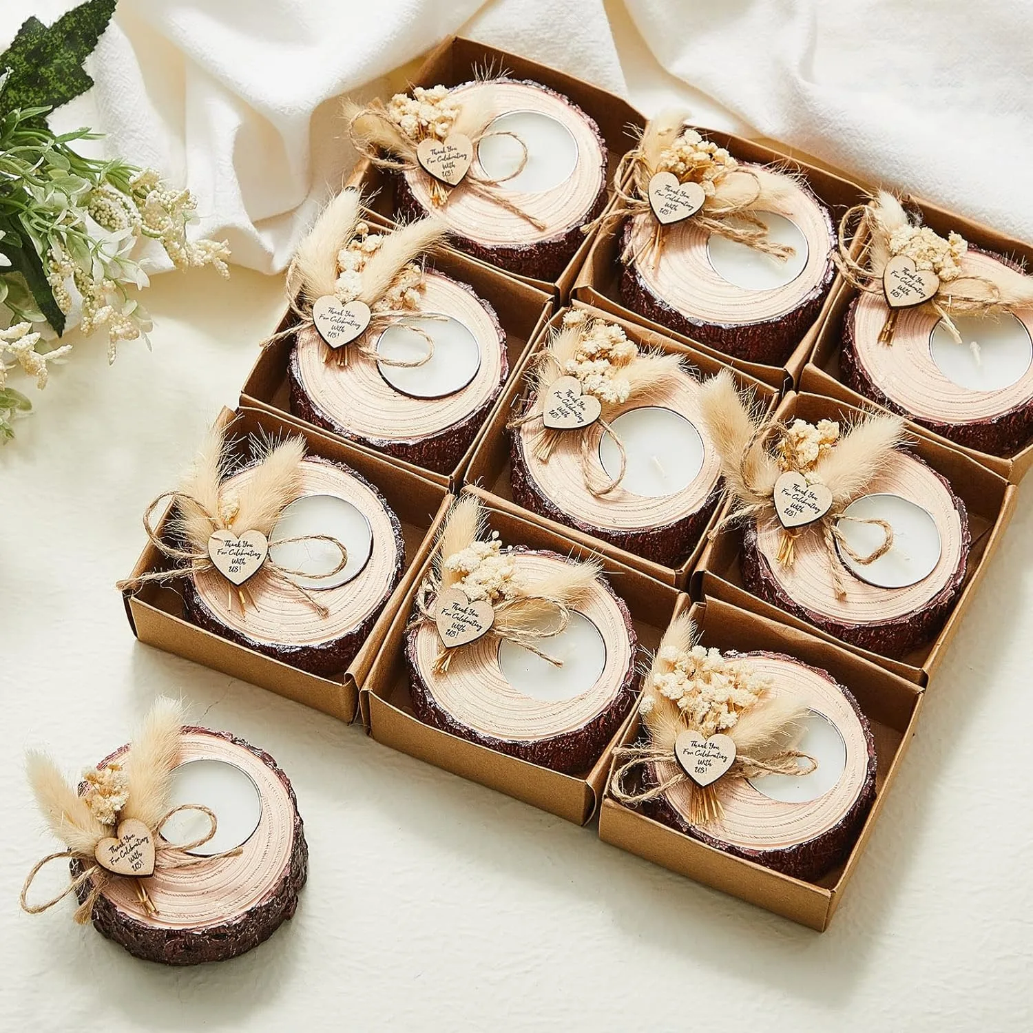 

10/15/20Pieces Guest Gift Candles Wedding Wooden Tealight Candle Holders Bridal Shower Thank You Baby Shower Gifts Party Favors