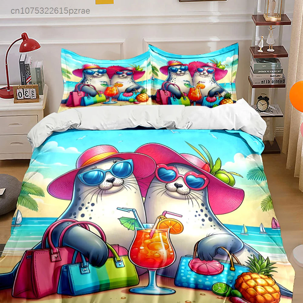Colorful Beach Accessories Set Multiple Sizes kid's And adults' Bedroom Exquisite 3PC Bedding set, Gift