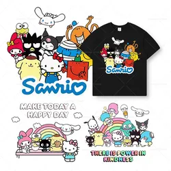 Sanrio Family Printed Stickers for Clothes Iron on Heat Transfers Cartoon Hello Kitty Thermal on Girls T-shirt Appliques Decor