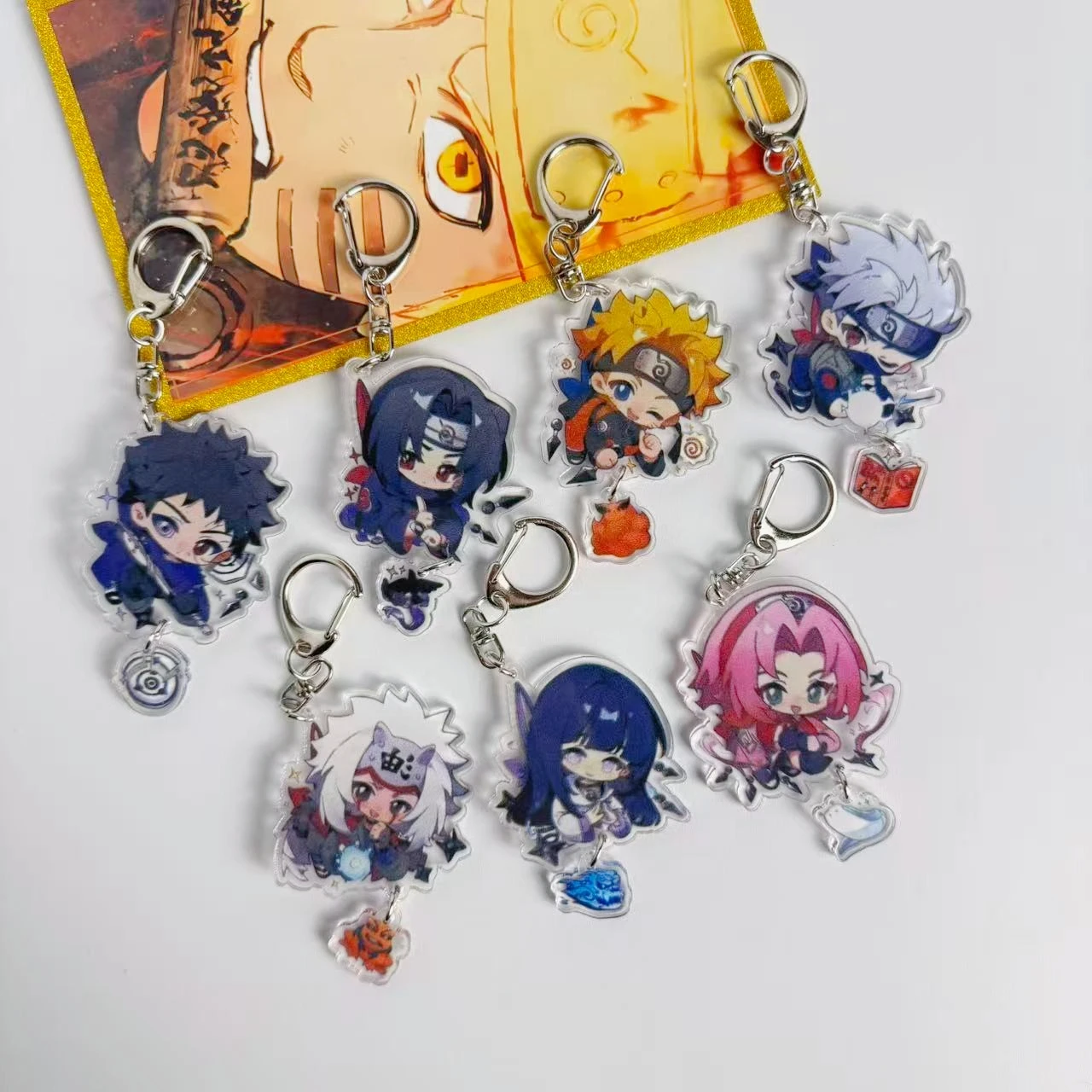 

Q Naruto Acrylic Pendant Collectible Bag Sasuke Accessory Obito Uchiha Acrylic Keychains Hinata Hyuga Anime Peripherals Toys