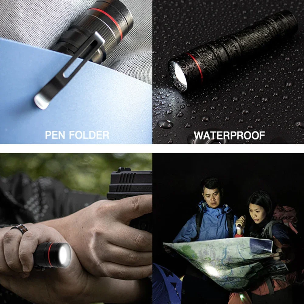 High Lumens LED Flashlight IP65 Waterproof Portable Mini LED Diode Torch Outdoor Emergency Lighting AA Battery Zoom Lantern