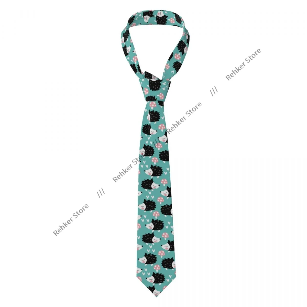 Mens Tie Slim Skinny Cute Hedgehogs With Mushrooms Necktie Fashion Free Style Tie for Party Wedding