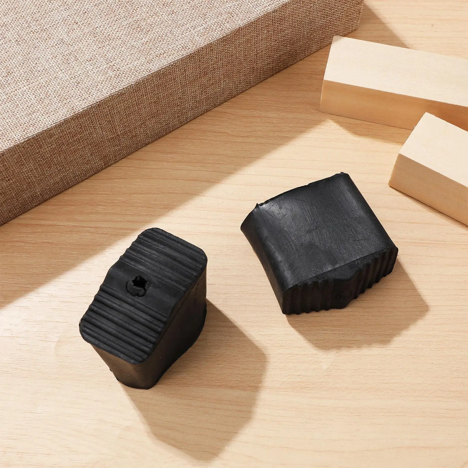 Almofadas de borracha para pés sem escada, 2 peças, preto, 2x4cm, quadrado, para escadas de ferro, resistente ao desgaste, anti