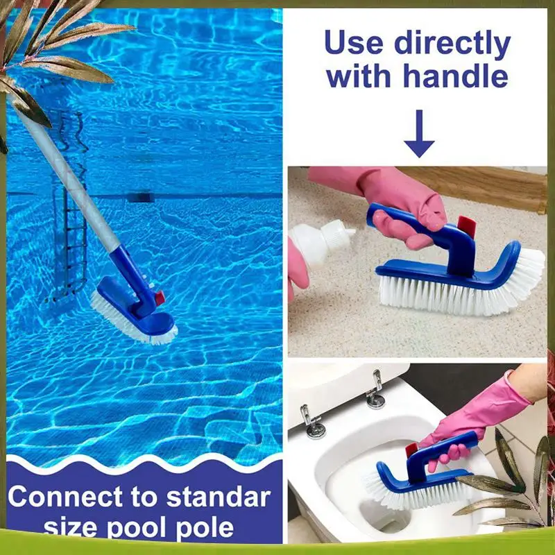 

Reliable-2X Pool Brush For Step & Corner, Rotatable Hand Scrub Brush With Fine Bristles For Cleaning Swimming Pools